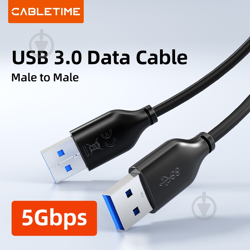 USB-кабель CableTime USB 3.0 AM — AM 3 м black (CA915415) - фото 2 USB-кабель CableTime USB 3.0 AM — AM 3 м black (CA915415) - фото 2