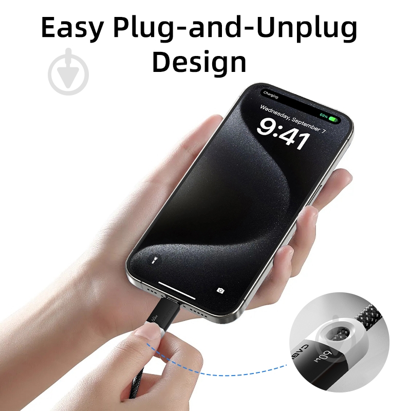 Кабель CableTime USB Type-C (M) - Type-C (M) PD60W 1 м blackgrey (CA915743) - фото 4