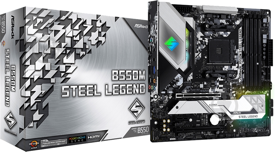 ᐉ Материнская плата ASRock B550M Steel Legend (Socket AM4, AMD