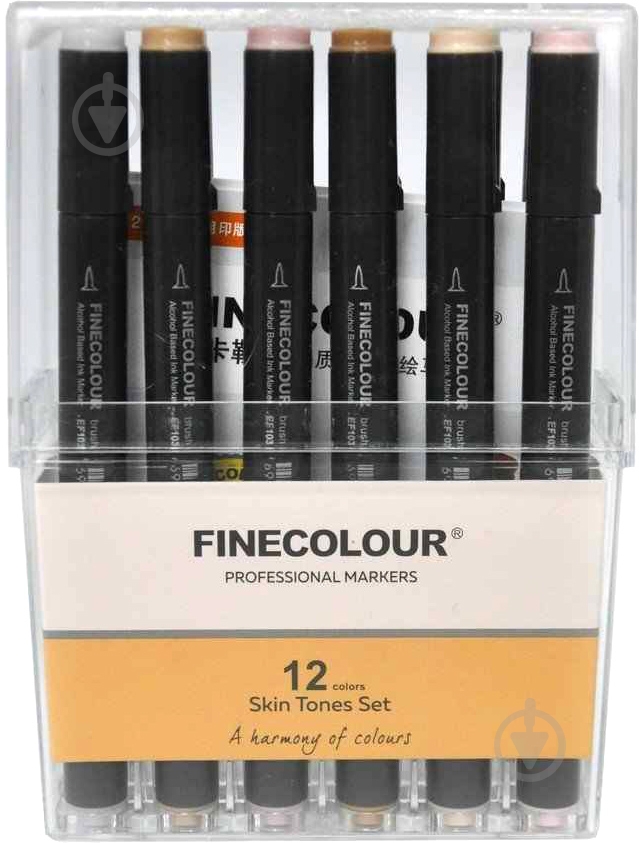 Набір двосторонніх маркерів FINECOLOUR Brush Skin SET 12 кольорів EF103-FS12 різнокольоровий - фото 1