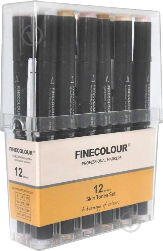 Набір двосторонніх маркерів FINECOLOUR Brush Skin SET 12 кольорів EF103-FS12 різнокольоровий - фото 2