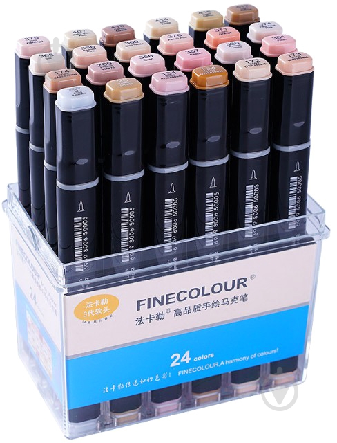Набір двосторонніх маркерів FINECOLOUR Brush Skin SET 24 кольори різнокольоровий EF103-FS24 - фото 1