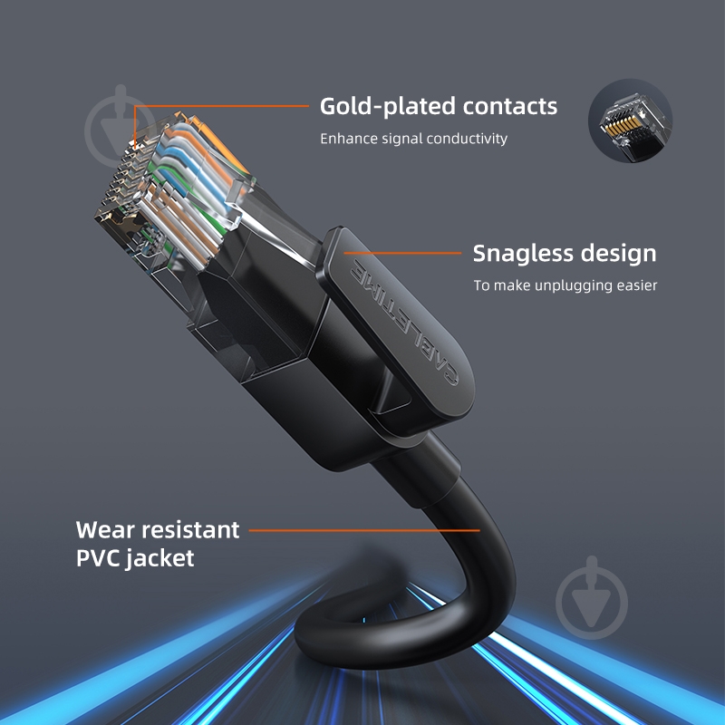 Патч-корд CableTime Cat6 UTP 1000Mbps 250MHz 0,5 м черный - фото 6 Патч-корд CableTime Cat6 UTP 1000Mbps 250MHz 0,5 м черный - фото 6
