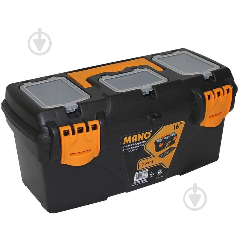Ящик для ручного инструмента Mano классический с органайзером 16" черный 410x209x195 мм C.OR-16 - фото 1