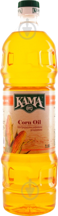 Олія КАМА кукурудзяна рафінована дезодорована КАМА 1 л - фото 1