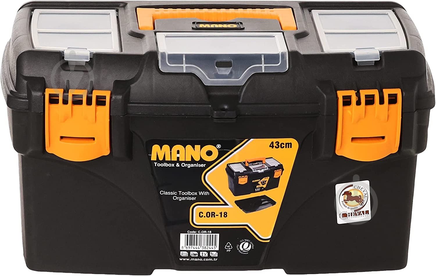 Ящик для ручного инструмента Mano классический с органайзером 18" черный 432x250x238 мм C.OR-18 - фото 1 Ящик для ручного инструмента Mano классический с органайзером 18" черный 432x250x238 мм C.OR-18 - фото 1