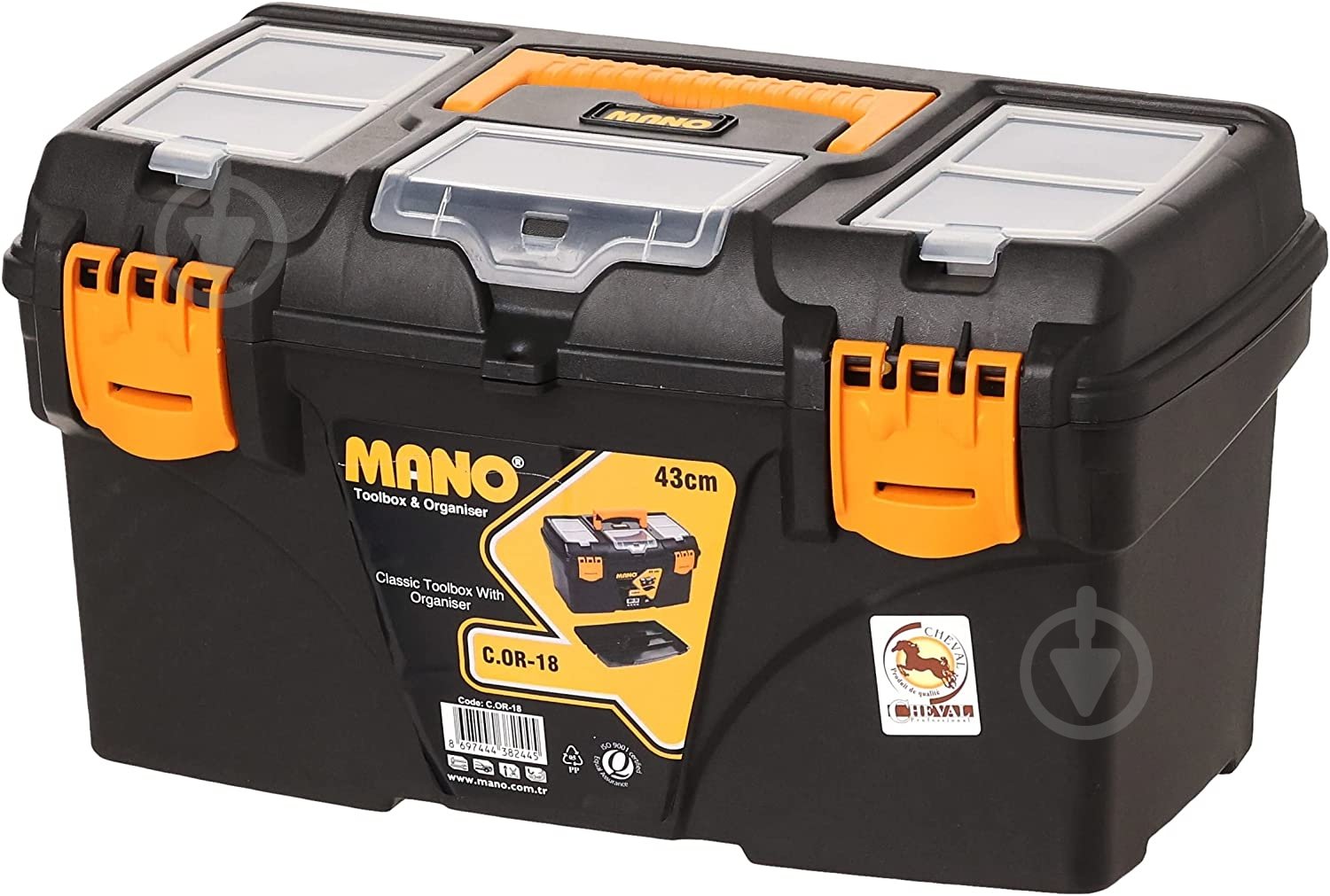 Ящик для ручного инструмента Mano классический с органайзером 18" черный 432x250x238 мм C.OR-18 - фото 3 Ящик для ручного инструмента Mano классический с органайзером 18" черный 432x250x238 мм C.OR-18 - фото 3