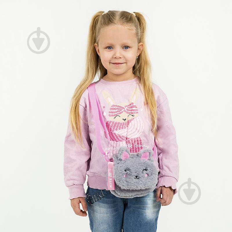 Сумка детская KITE Fluffy Cat K25-2710-3 серый - фото 5 Сумка детская KITE Fluffy Cat K25-2710-3 серый - фото 5