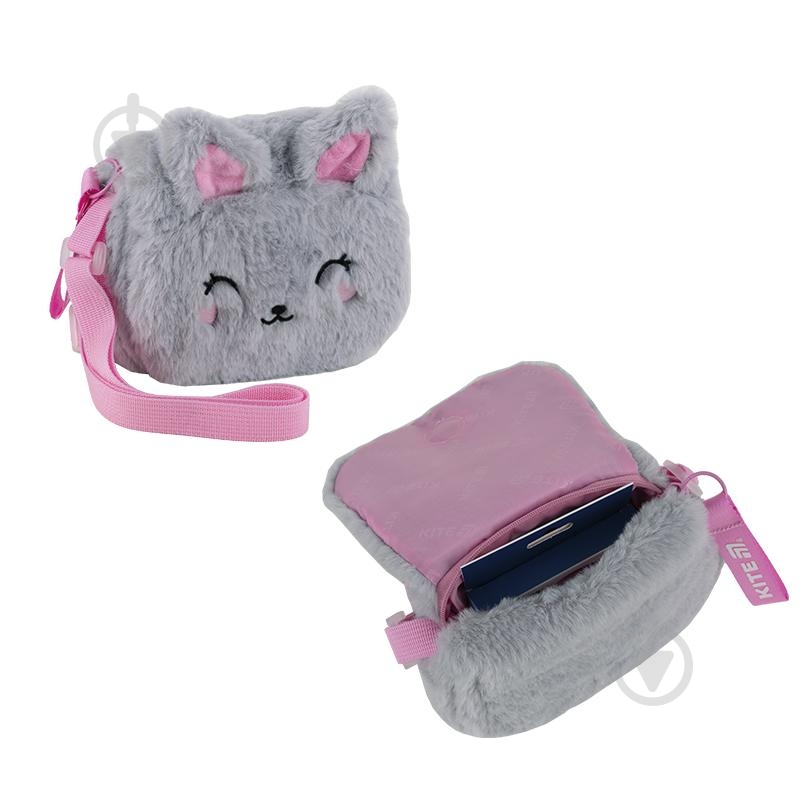 Сумка детская KITE Fluffy Cat K25-2710-3 серый - фото 3 Сумка детская KITE Fluffy Cat K25-2710-3 серый - фото 3