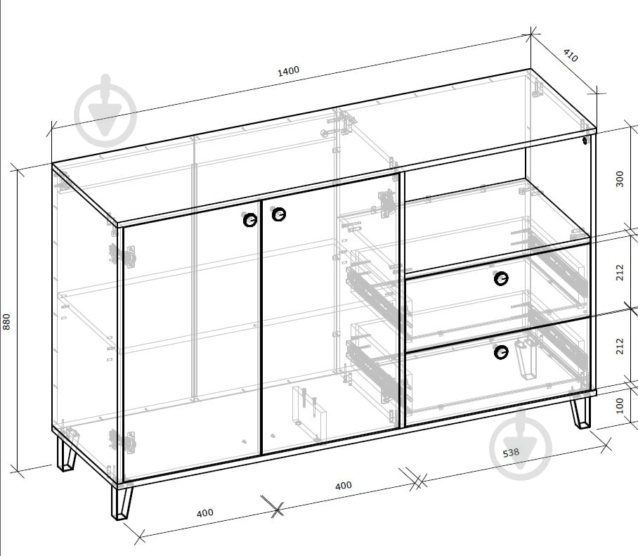 УЦЕНКА! Тумба Грейд Крис 1400x880x410 мм дуб артизан/графит серый (УЦ №2925) - фото 3 УЦЕНКА! Тумба Грейд Крис 1400x880x410 мм дуб артизан/графит серый (УЦ №2925) - фото 3