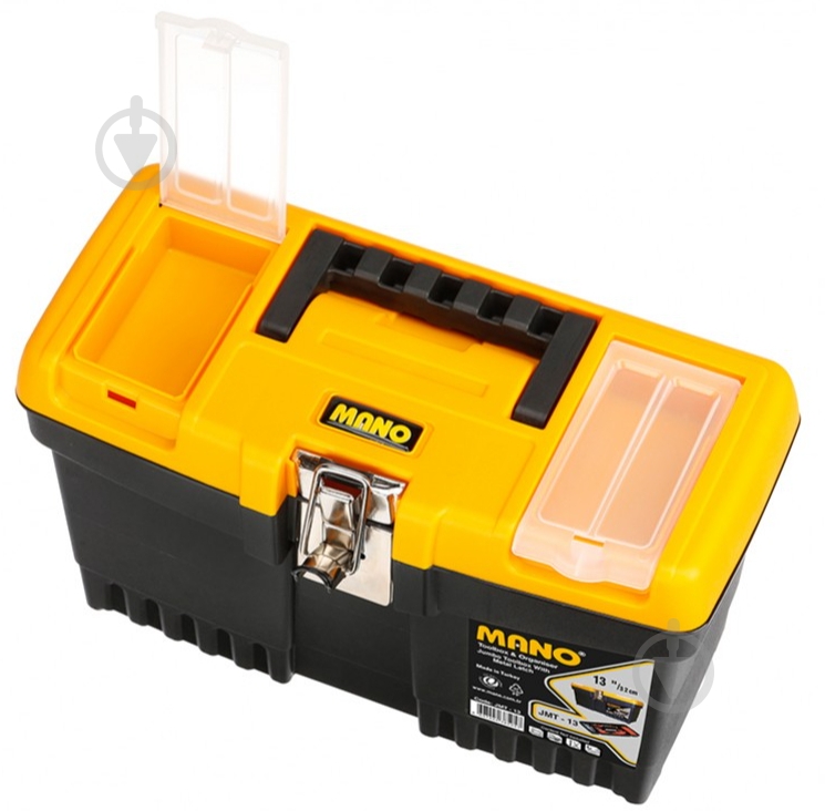 Ящик для ручного інструменту Mano Jumbo із органайзером та металевим замком 13" 320x155x187 мм JMT-13 - фото 1 Ящик для ручного інструменту Mano Jumbo із органайзером та металевим замком 13" 320x155x187 мм JMT-13 - фото 1