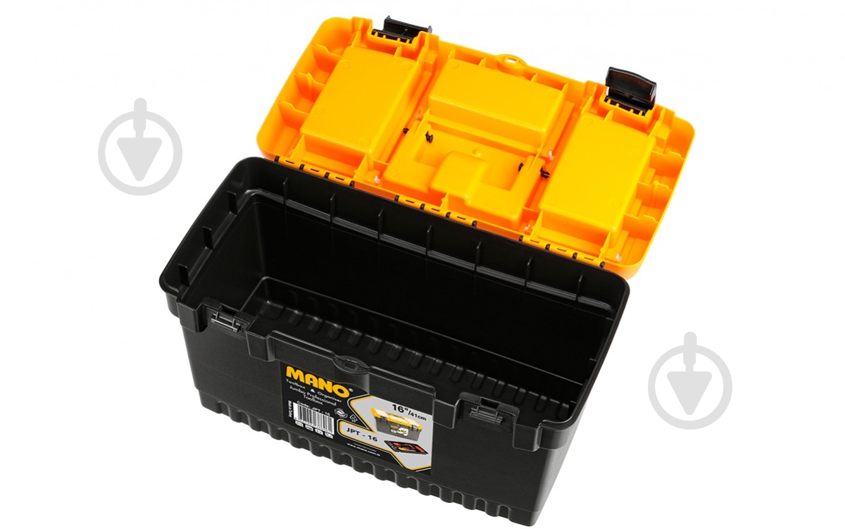 Ящик для ручного інструменту Mano Jumbo із органайзером класичний профі 16" 413x212x244 мм JPT-16 - фото 2 Ящик для ручного інструменту Mano Jumbo із органайзером класичний профі 16" 413x212x244 мм JPT-16 - фото 2