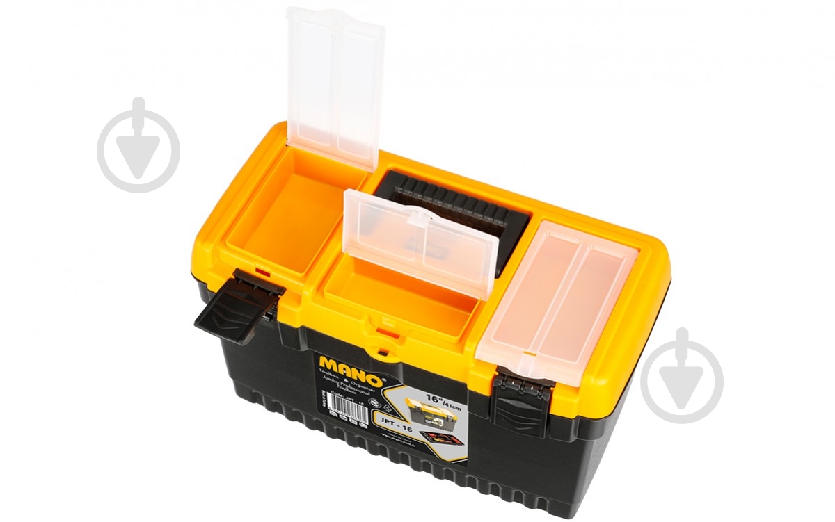 Ящик для ручного інструменту Mano Jumbo із органайзером класичний профі 16" 413x212x244 мм JPT-16 - фото 3 Ящик для ручного інструменту Mano Jumbo із органайзером класичний профі 16" 413x212x244 мм JPT-16 - фото 3