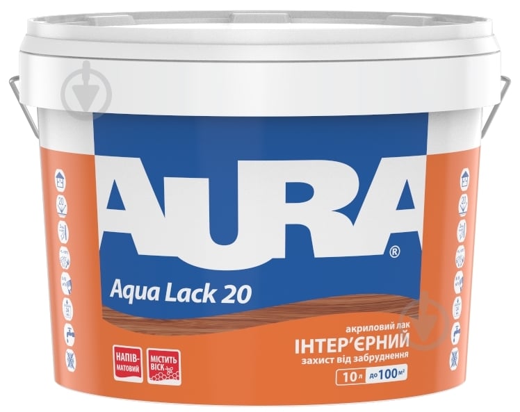 Лак інтер'єрний Aqua Lack 20 Aura® напівмат 10 л - фото 1