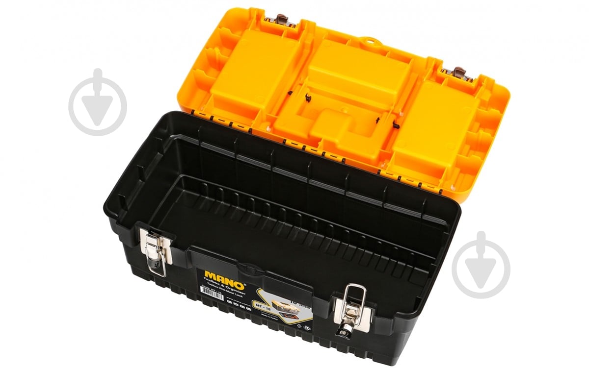 Ящик для ручного інструменту Mano із органайзером та металевим замком 16" 413x212x186 мм MT-16 - фото 3 Ящик для ручного інструменту Mano із органайзером та металевим замком 16" 413x212x186 мм MT-16 - фото 3