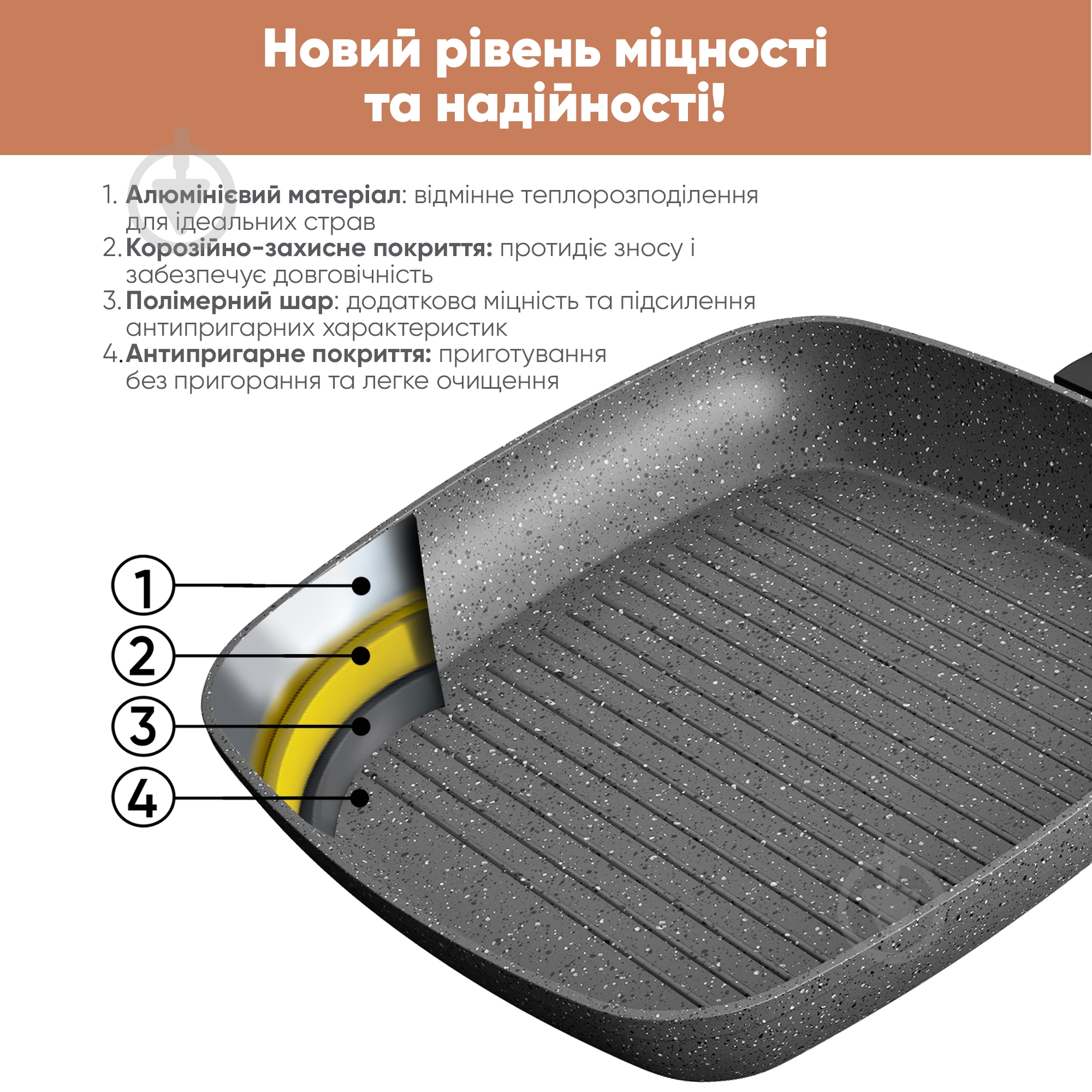 Сковорода-гриль Krauff Fry Power 26х26 см 25-45-131 - фото 6