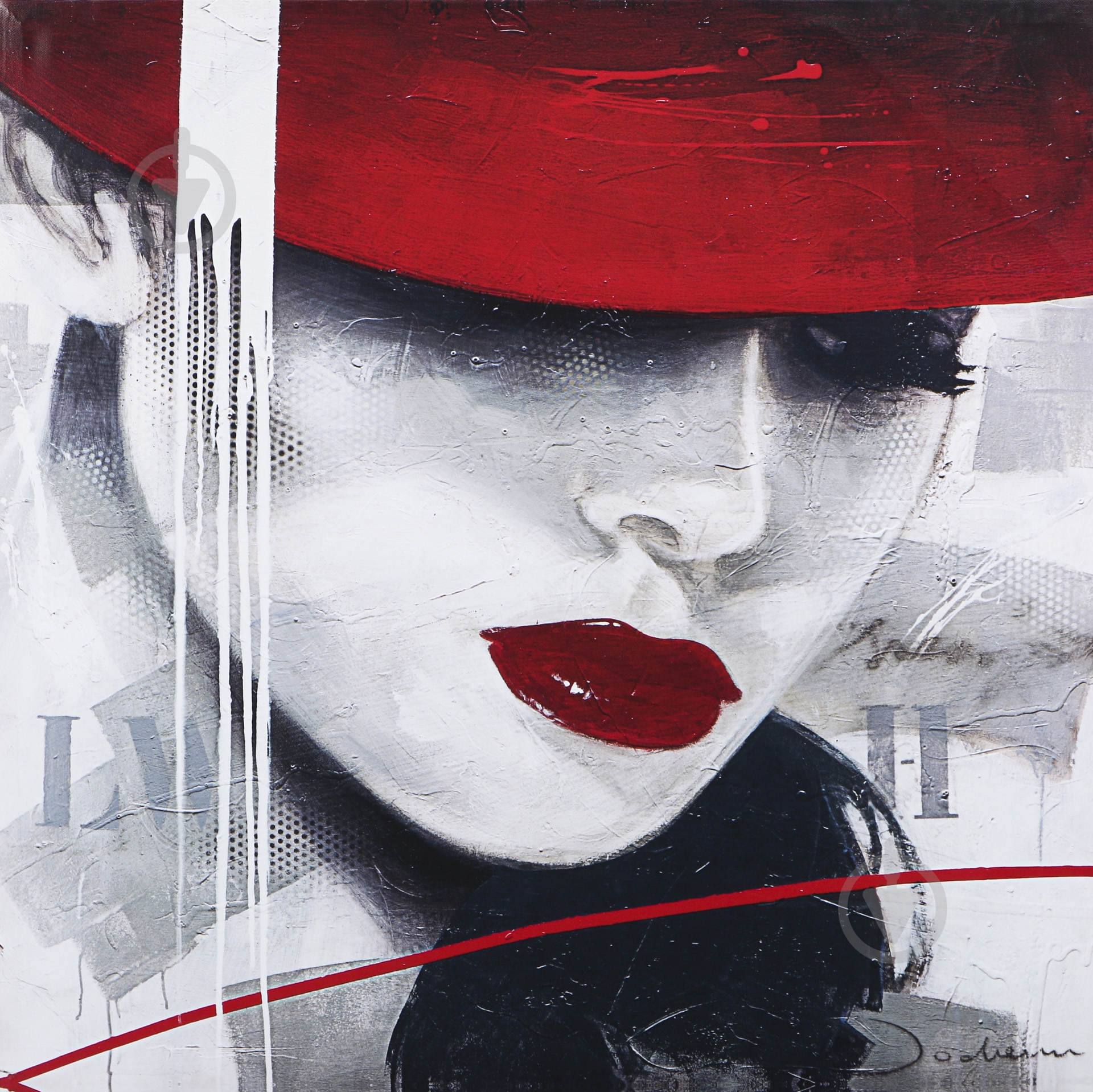 Репродукція Red lips 80-1 80x80 см - фото 1 Репродукція Red lips 80-1 80x80 см - фото 1