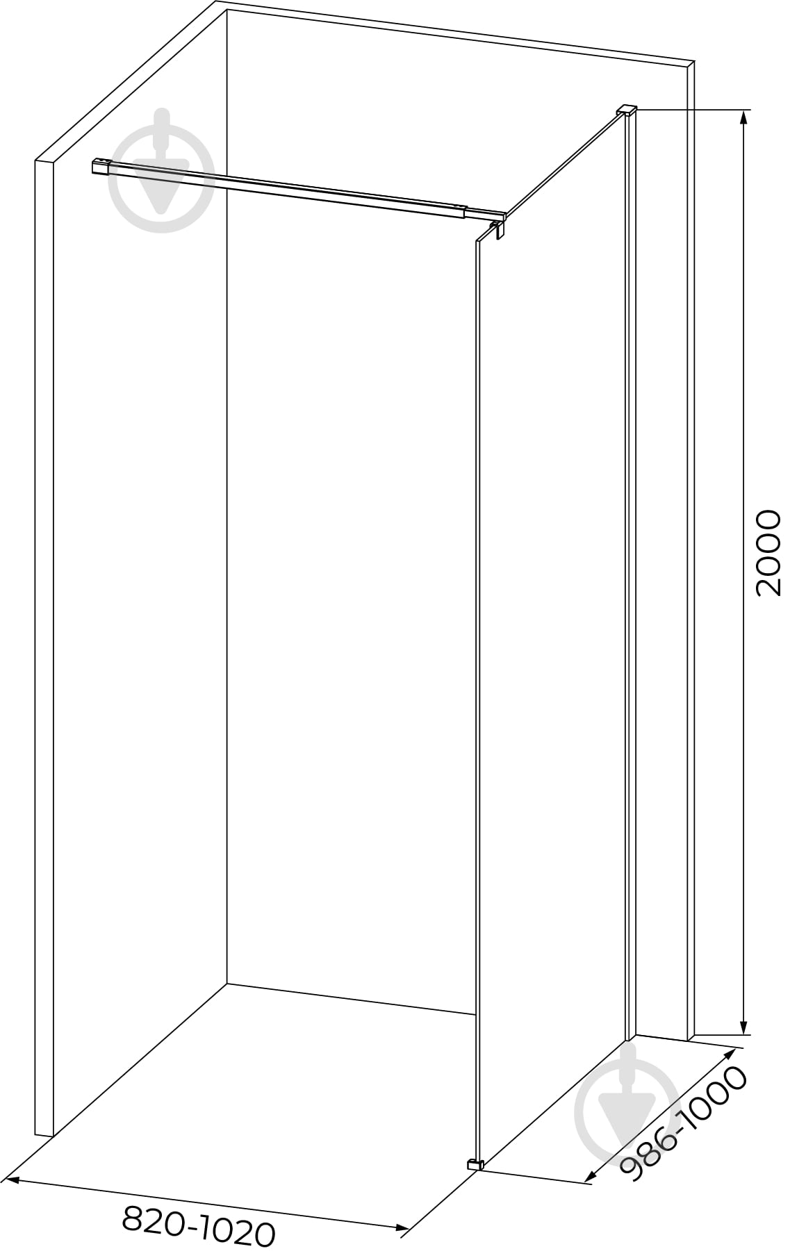 Стенка душевая EGO Walk-in WAVE BLACK 100x200 см - фото 5