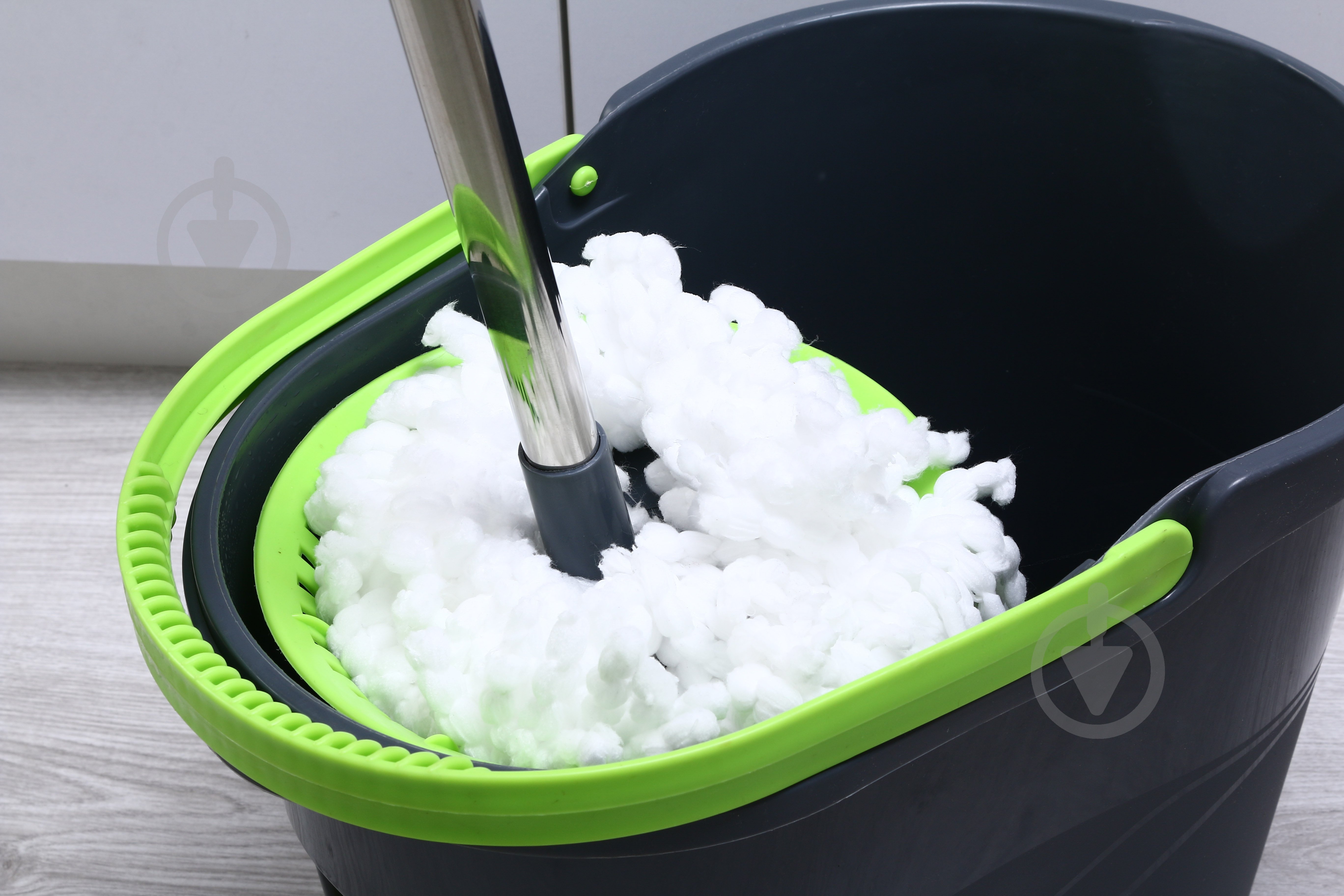 Комплект швабра и ведро с механическим отжимом для пола OBERY Solo Twist 16 см черный - фото 13