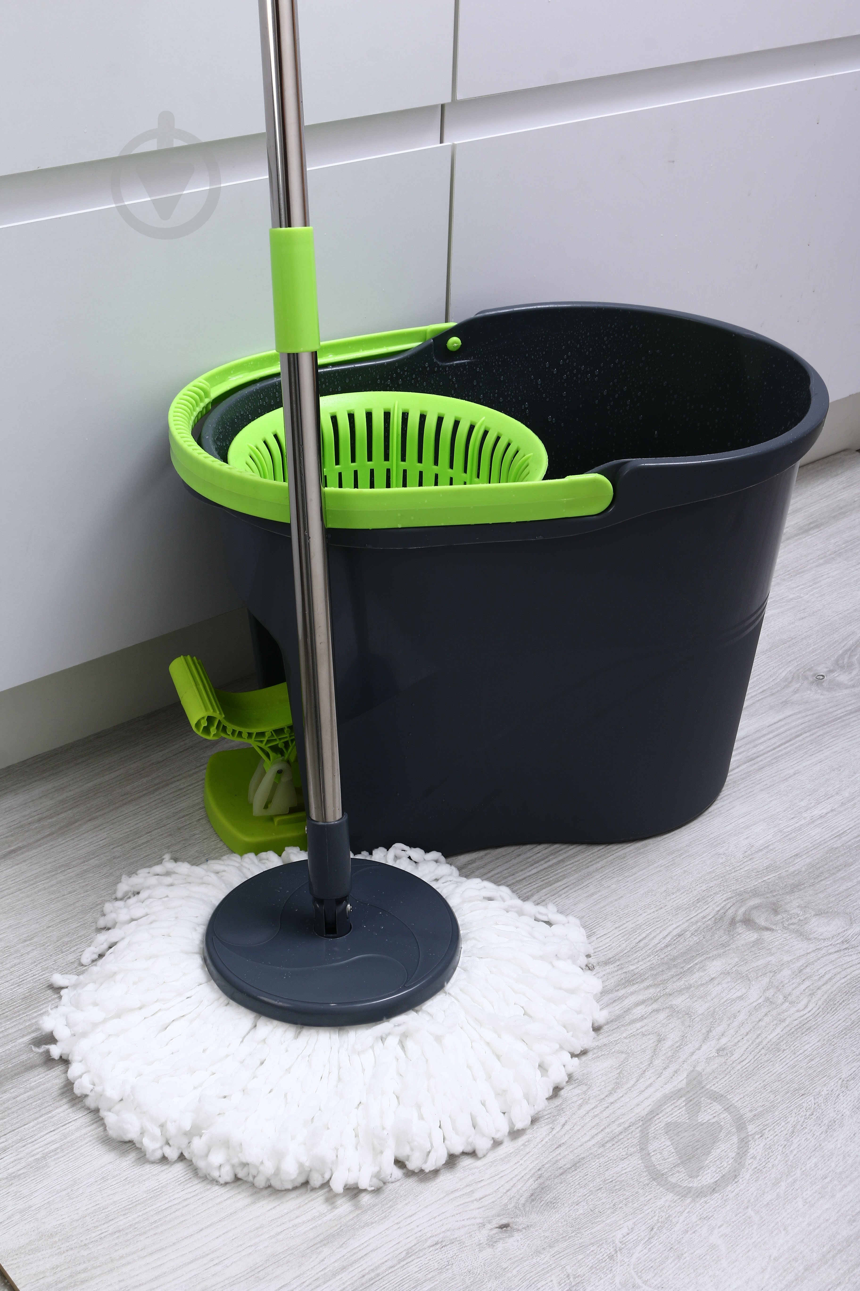 Комплект швабра и ведро с механическим отжимом для пола OBERY Solo Twist 16 см черный - фото 15