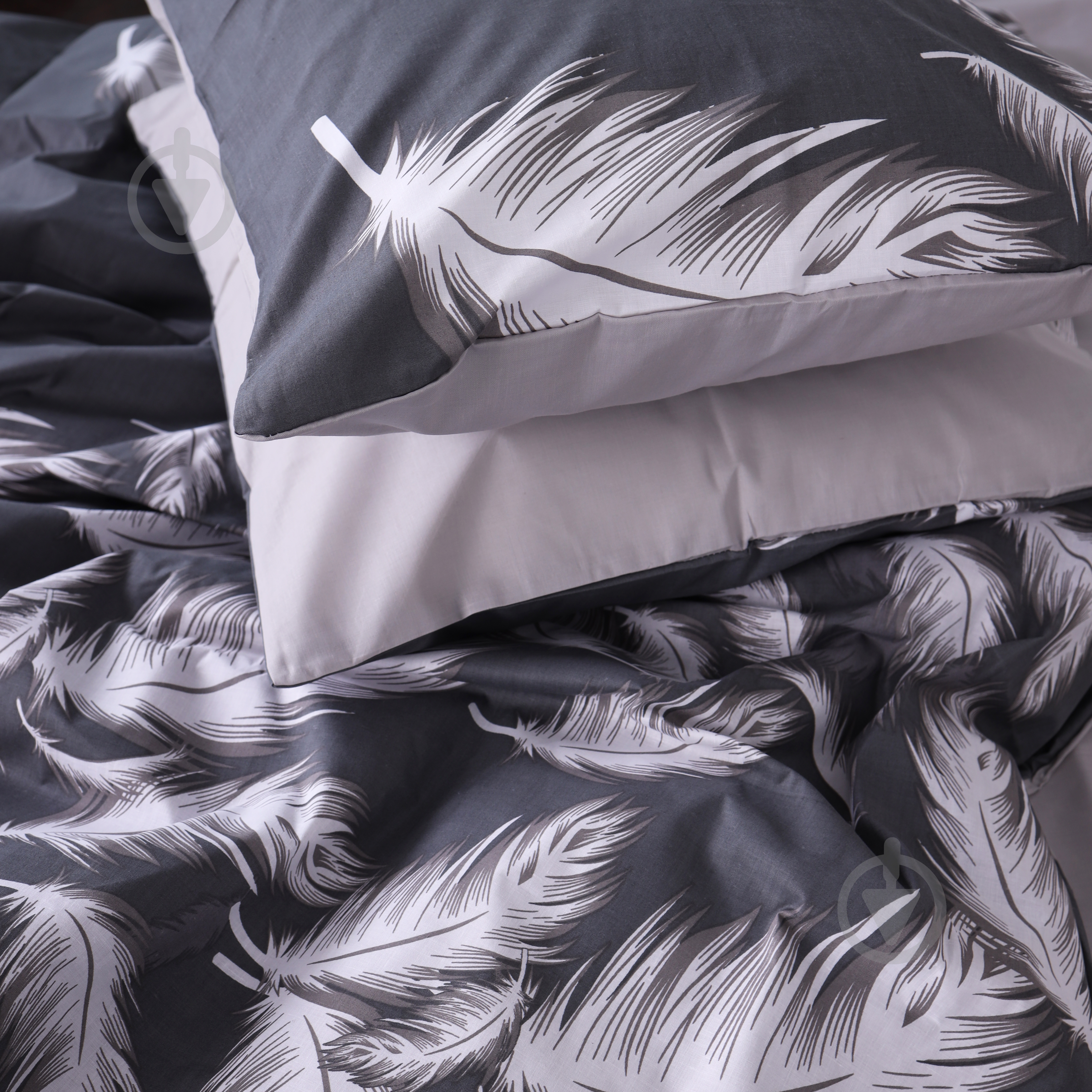 Комплект постільної білизни Бязь 17-0591 Feathers Black 200х220 см мультиколор MirSon - фото 5 Комплект постільної білизни Бязь 17-0591 Feathers Black 200х220 см мультиколор MirSon - фото 5