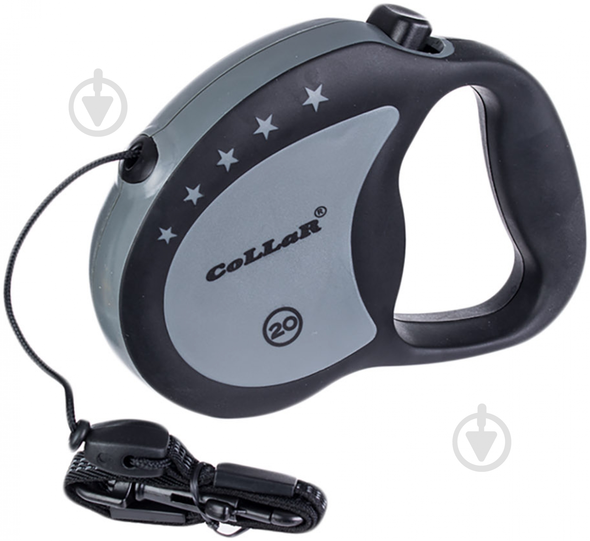 Поводок-рулетка Collar Control до 20 кг 5 м серый с черным 81141 - фото 1