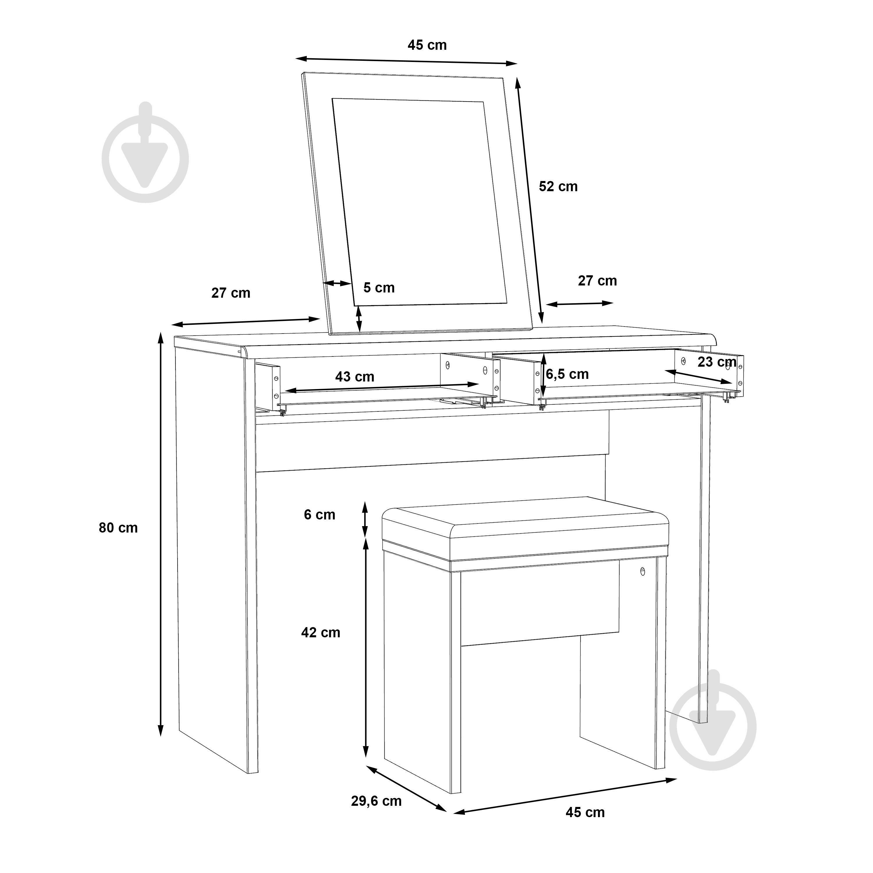 Столик туалетний Bellevue 1003х1325х413 мм дуб болотний / дуб болотний - фото 8 Столик туалетний Bellevue 1003х1325х413 мм дуб болотний / дуб болотний - фото 8