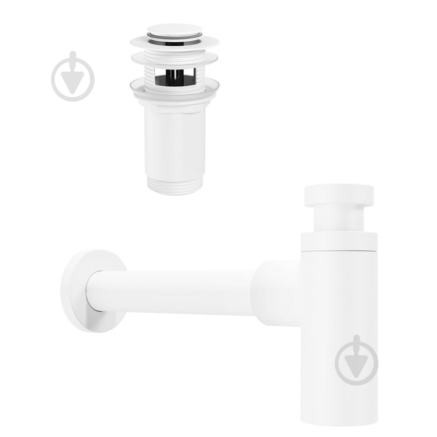 Сифон для умывальника Helmken с донным клапаном, белый матовый - фото 1