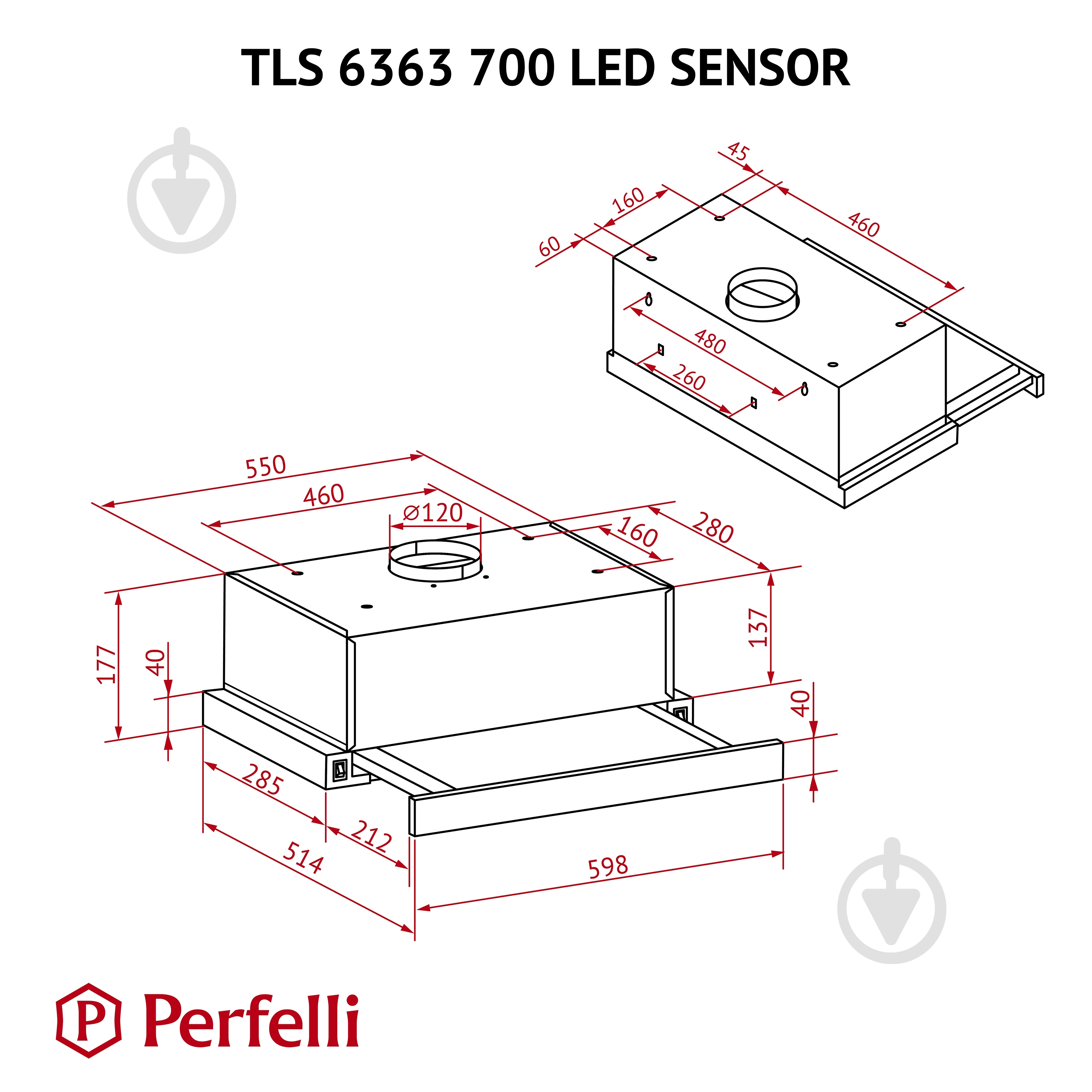 Витяжка Perfelli TLS 6363 BL 700 LED Sensor телескопічна - фото 11
