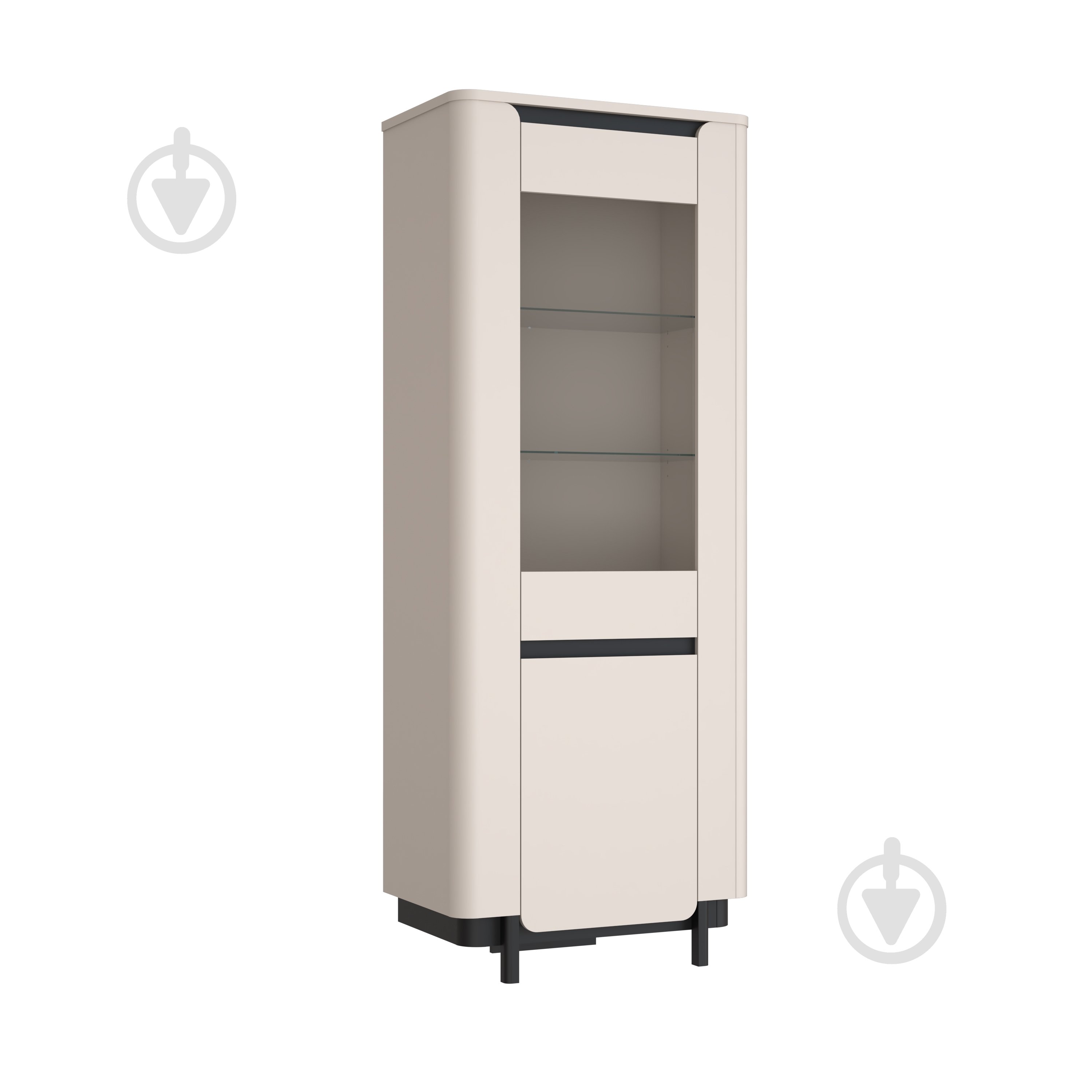Шкаф-витрина Forte Meble 2d VODOL 1963х756х448 мм бежевый / черный / бежевый - фото 1 Шкаф-витрина Forte Meble 2d VODOL 1963х756х448 мм бежевый / черный / бежевый - фото 1