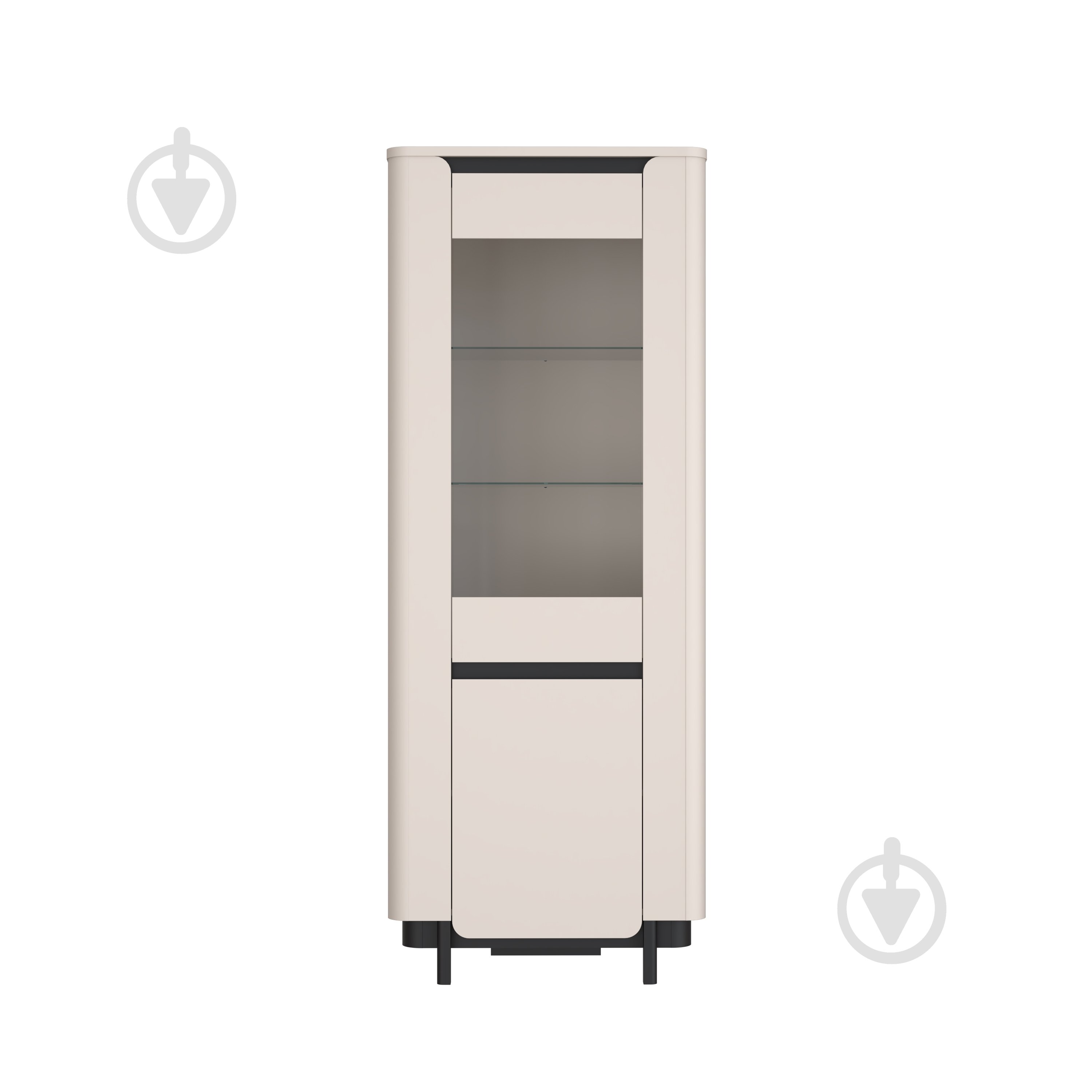 Шкаф-витрина Forte Meble 2d VODOL 1963х756х448 мм бежевый / черный / бежевый - фото 3 Шкаф-витрина Forte Meble 2d VODOL 1963х756х448 мм бежевый / черный / бежевый - фото 3