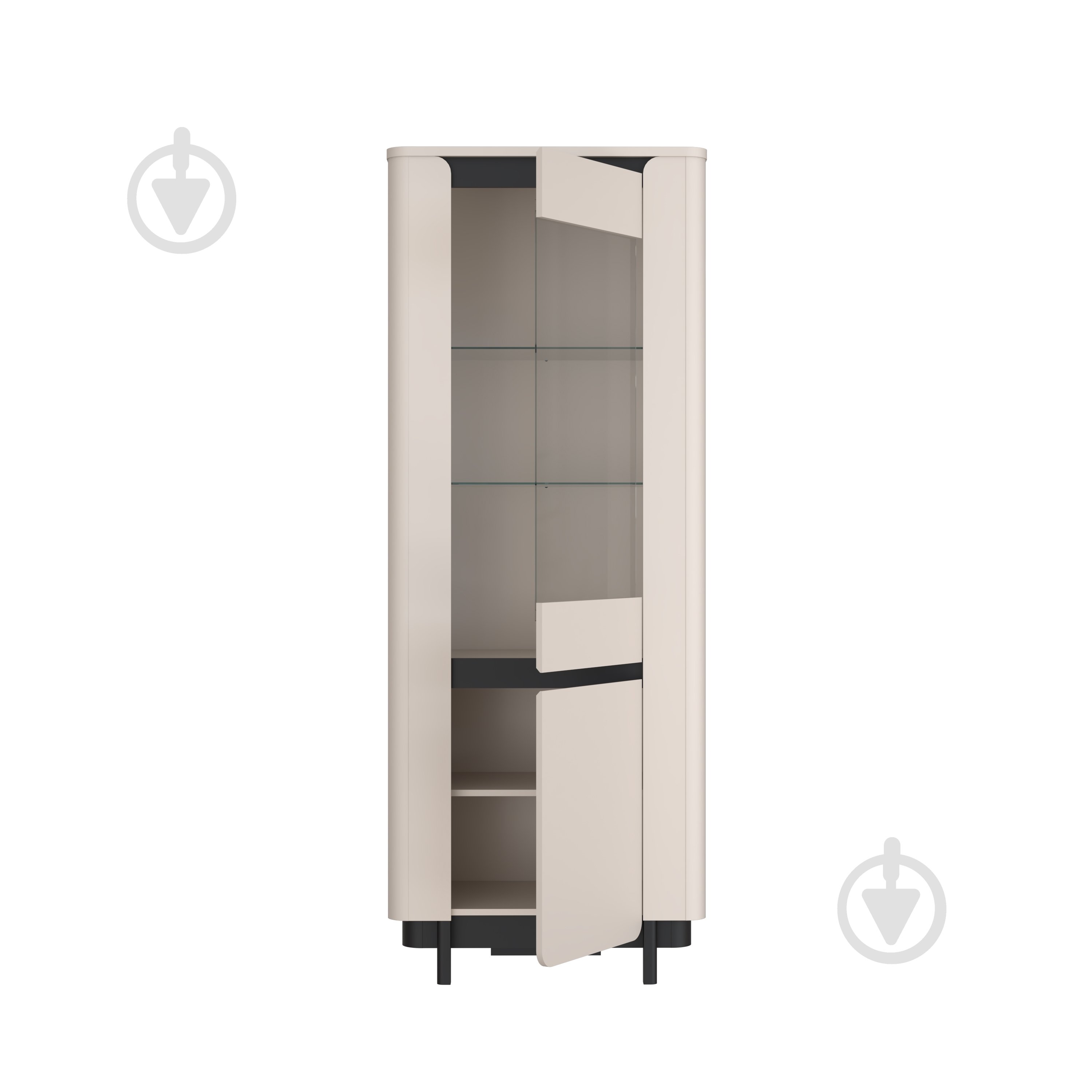 Шкаф-витрина Forte Meble 2d VODOL 1963х756х448 мм бежевый / черный / бежевый - фото 4 Шкаф-витрина Forte Meble 2d VODOL 1963х756х448 мм бежевый / черный / бежевый - фото 4