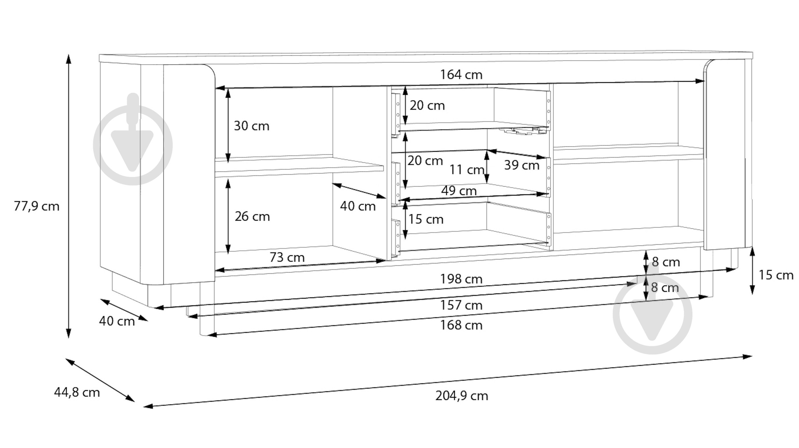 Комод Forte Meble Vodol VXLK232 2049х779х448 мм чорний/бежевий - фото 6 Комод Forte Meble Vodol VXLK232 2049х779х448 мм чорний/бежевий - фото 6