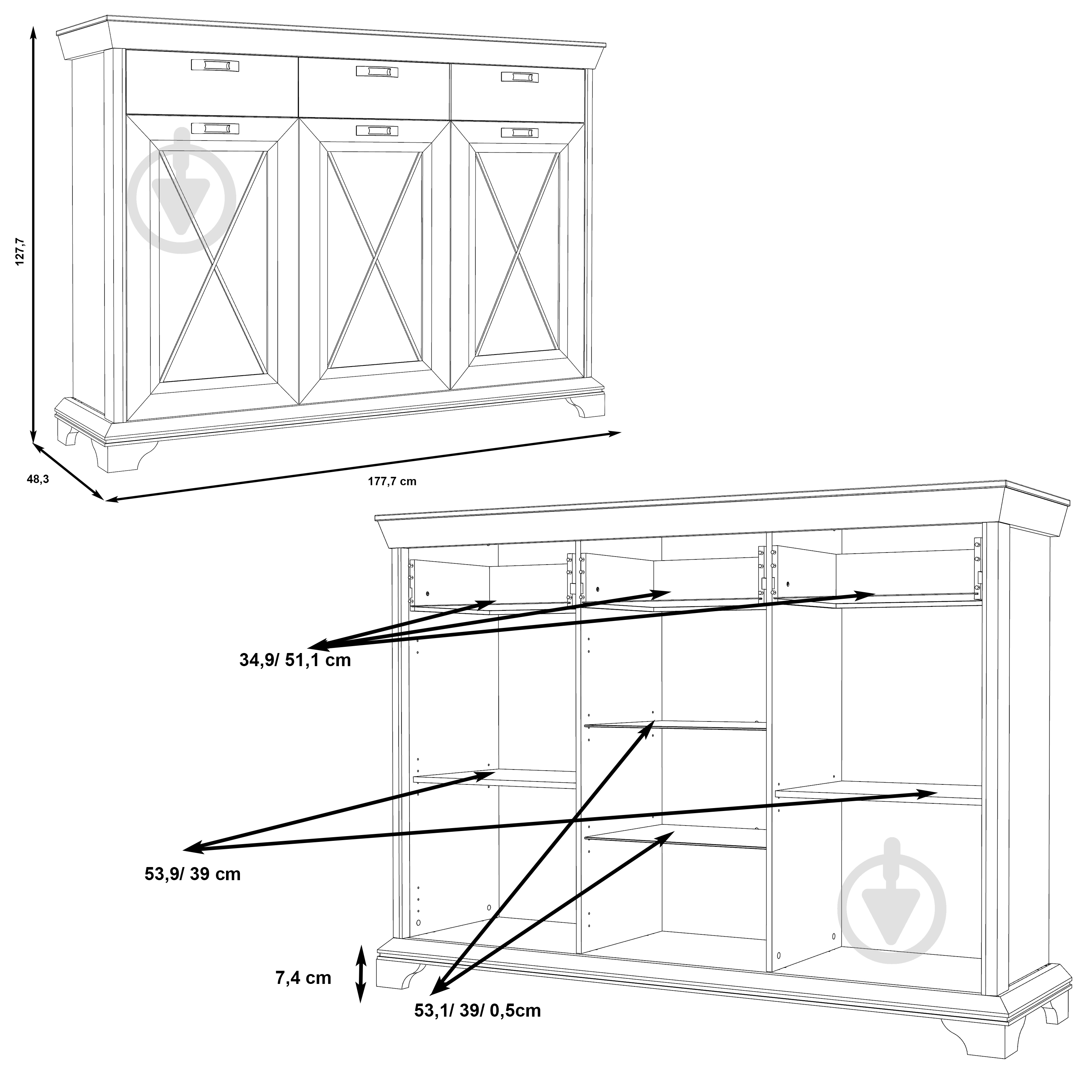 Комод Forte Meble Kashmir KSMV331 1777х1277х483 мм пиния белая - фото 6