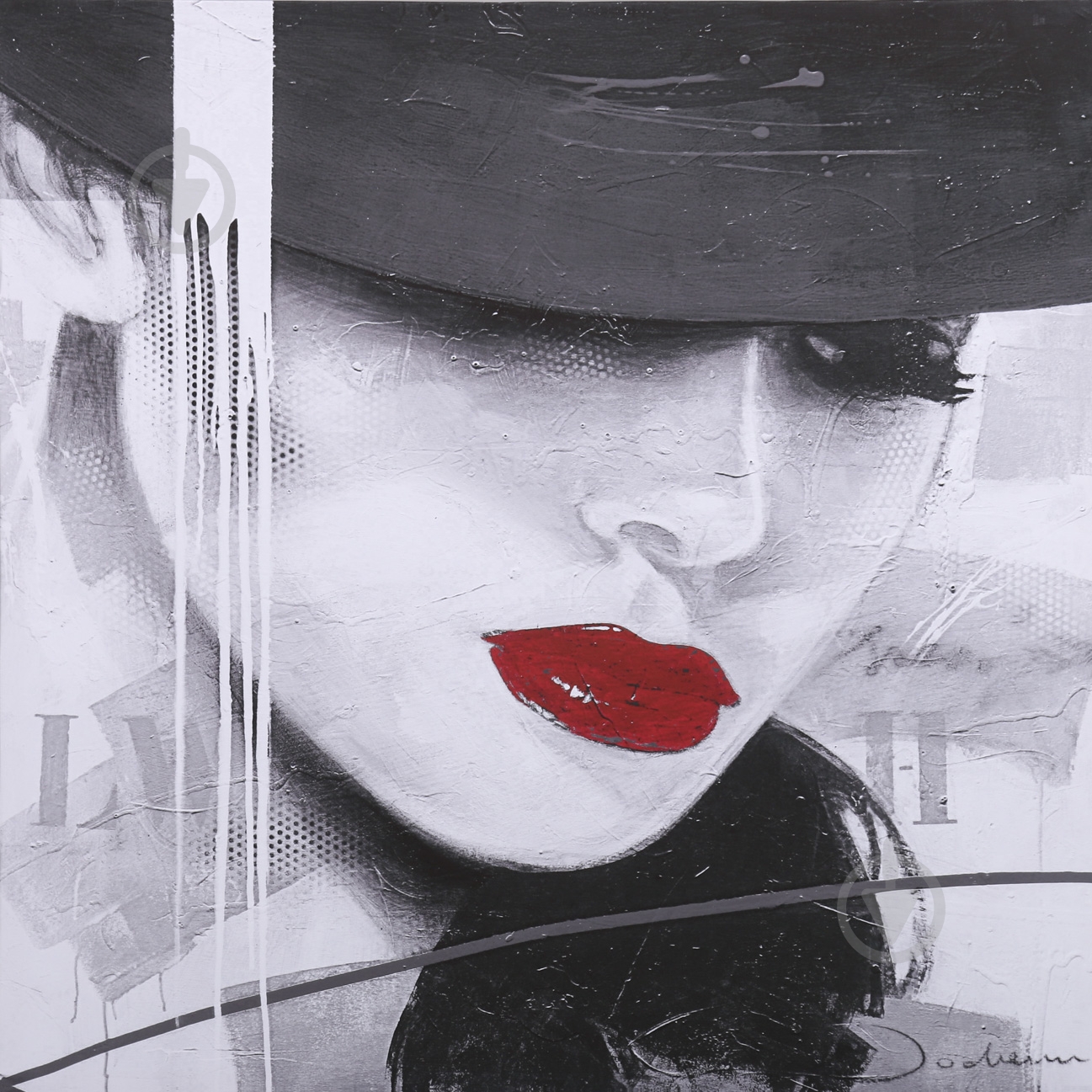 Репродукция Red Lips 2 80-89 80x80 см - фото 1 Репродукция Red Lips 2 80-89 80x80 см - фото 1
