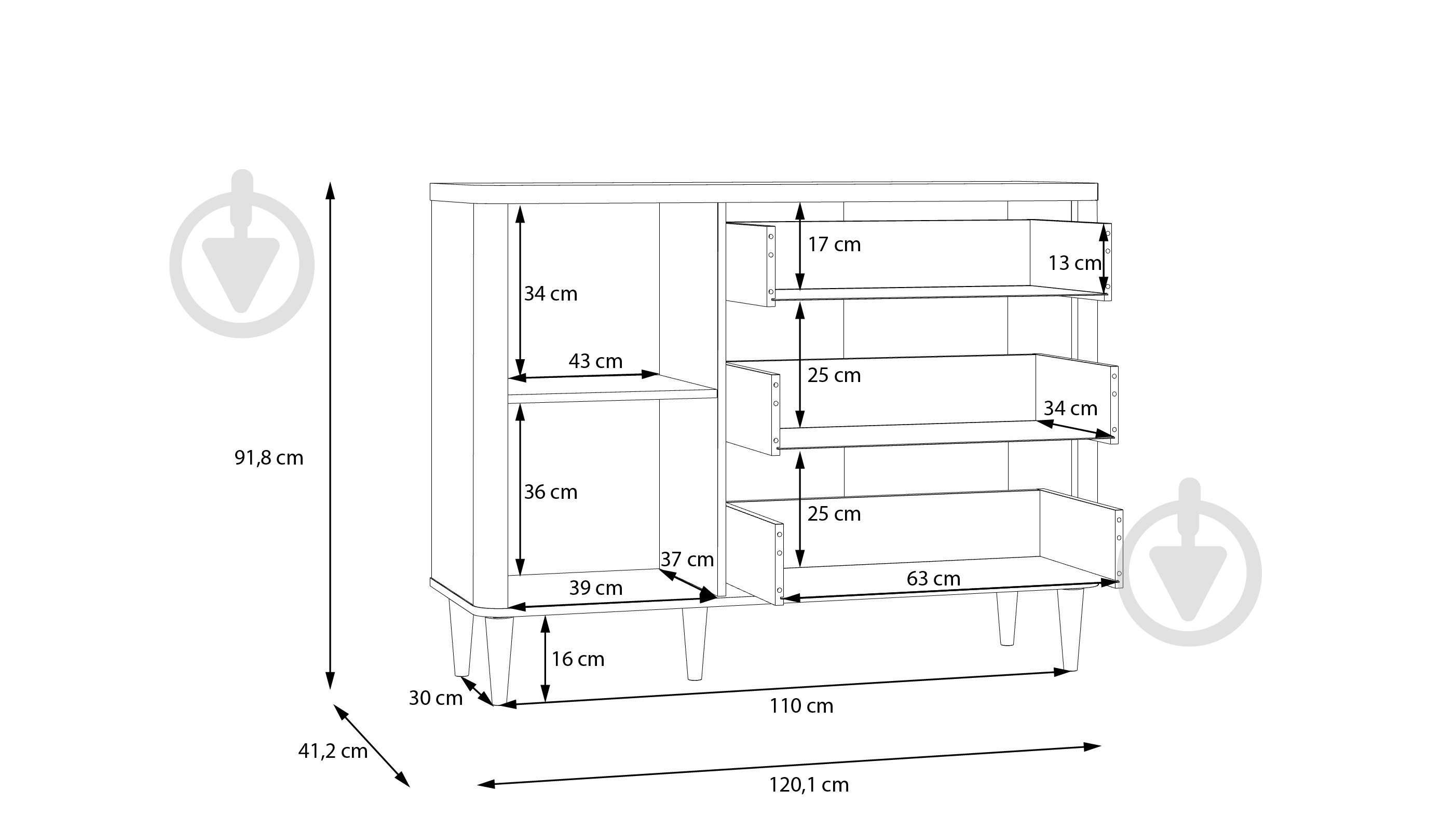 Комод Forte Meble Lacetti LCTK221L 1210х920х412 мм дуб валенсия/бежевый - фото 6