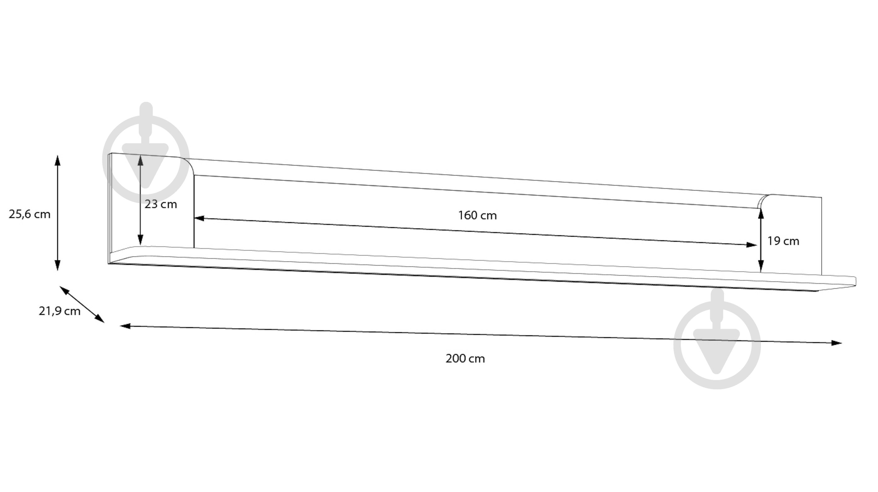 Полка Forte Meble Vodol 2000x256 мм бежевый/черный (УТ0023448:M849 Бежевий/Чорний) - фото 4 Полка Forte Meble Vodol 2000x256 мм бежевый/черный (УТ0023448:M849 Бежевий/Чорний) - фото 4