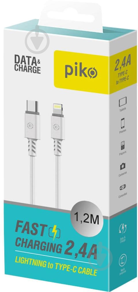 Кабель Intaleo USB Type-C-Lightning (31278511) 1,2 м белый - фото 2 Кабель Intaleo USB Type-C-Lightning (31278511) 1,2 м белый - фото 2