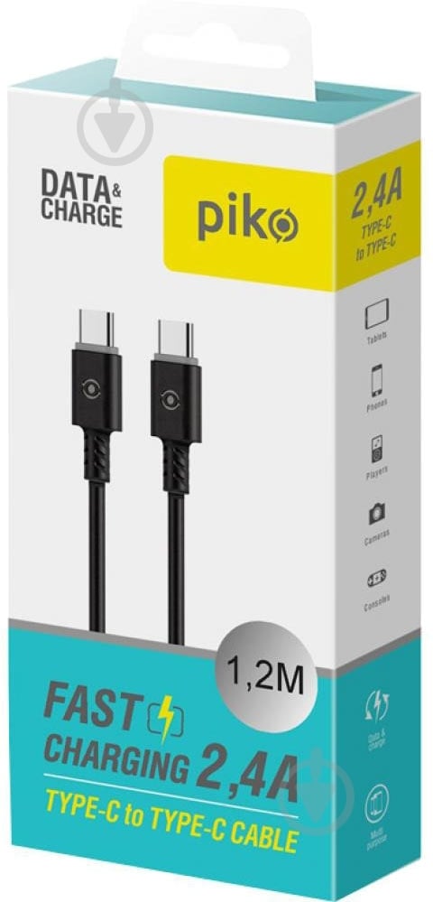 Кабель Intaleo USB Type-C- to USB Type-C (31278513) 1,2 м чорний - фото 2 Кабель Intaleo USB Type-C- to USB Type-C (31278513) 1,2 м чорний - фото 2