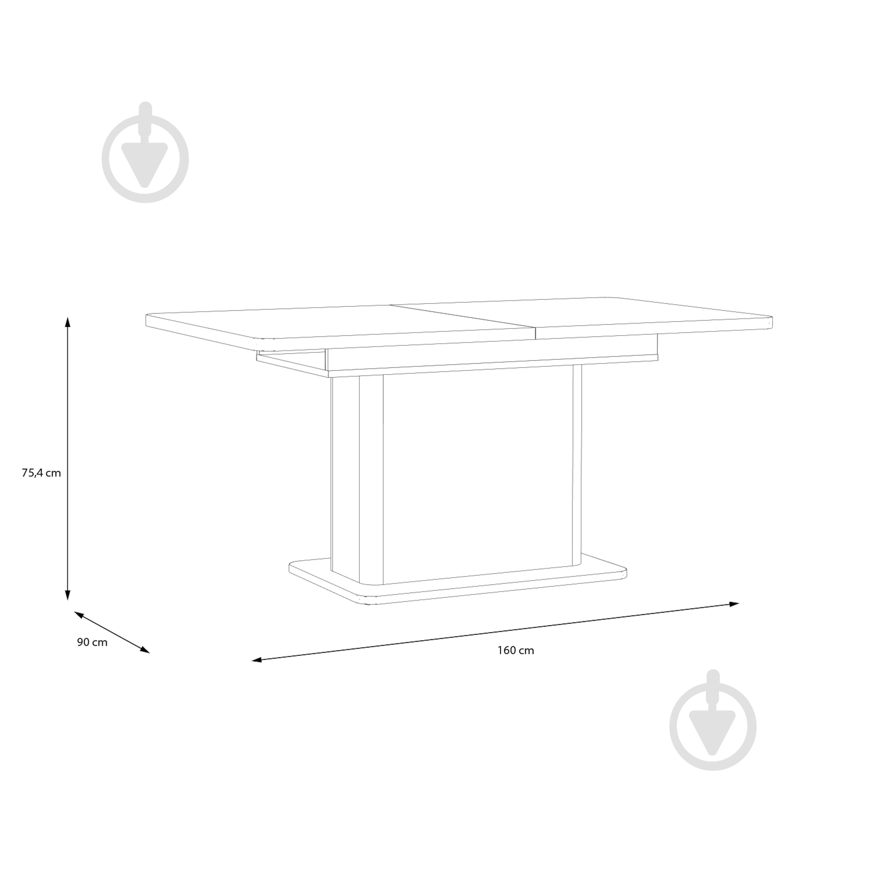 Стол обеденный Forte Meble Водол 1600(2000)x900x754мм бежевый/бежевый/черный - фото 5
