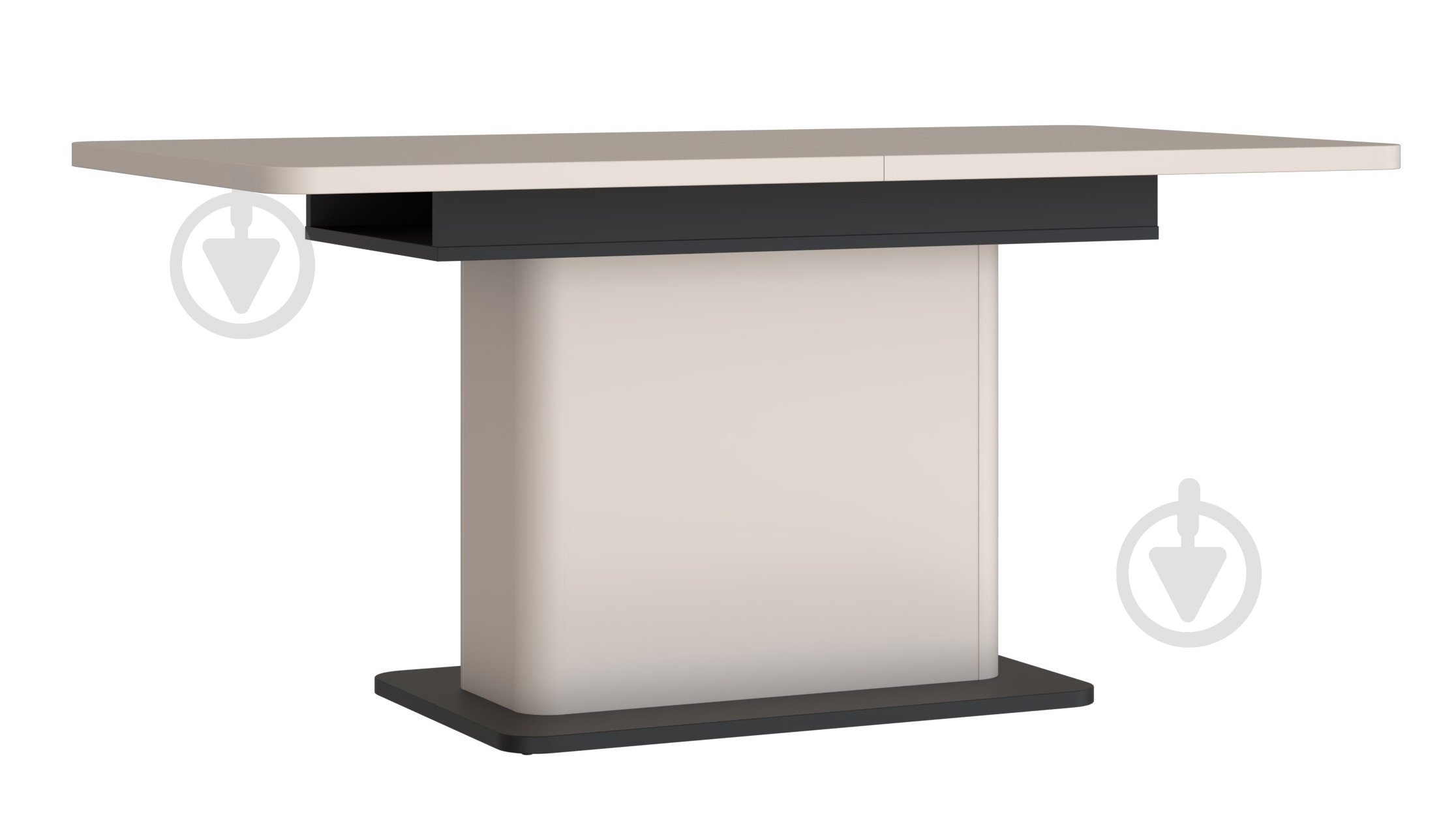 Стол обеденный Forte Meble Водол 1600(2000)x900x754мм бежевый/бежевый/черный - фото 1