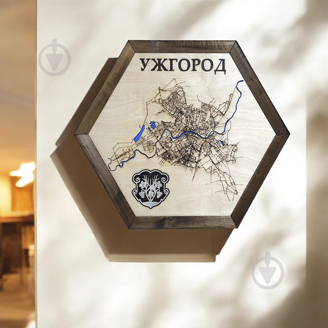 Карта Украины Ужгород шестиугольная 40x46 см - фото 2