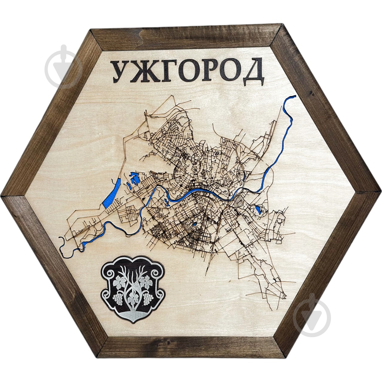 Карта Украины Ужгород шестиугольная 40x46 см - фото 1