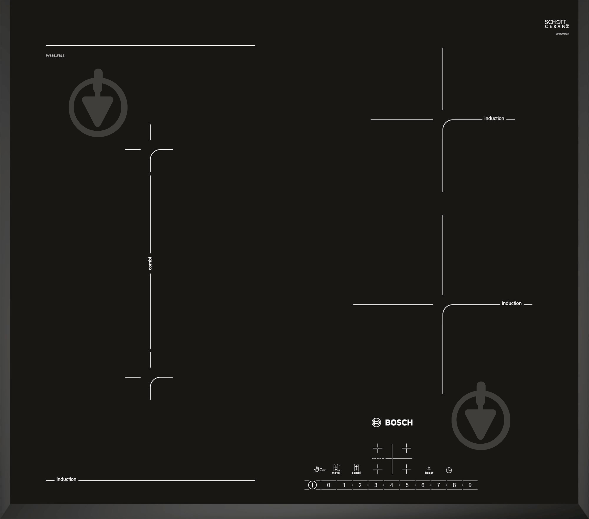 Варочная поверхность индукционная Bosch PVS651FB1E - фото 1 Варочная поверхность индукционная Bosch PVS651FB1E - фото 1