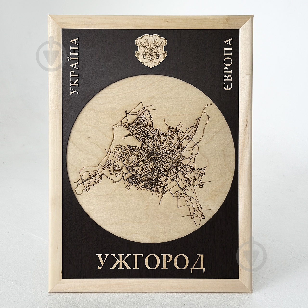 Карта Украины Ужгород коричневый фон 61x45 см - фото 3