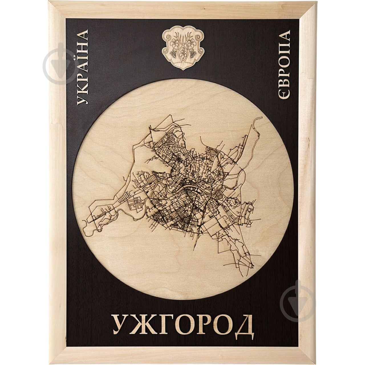 Карта Украины Ужгород коричневый фон 61x45 см - фото 1