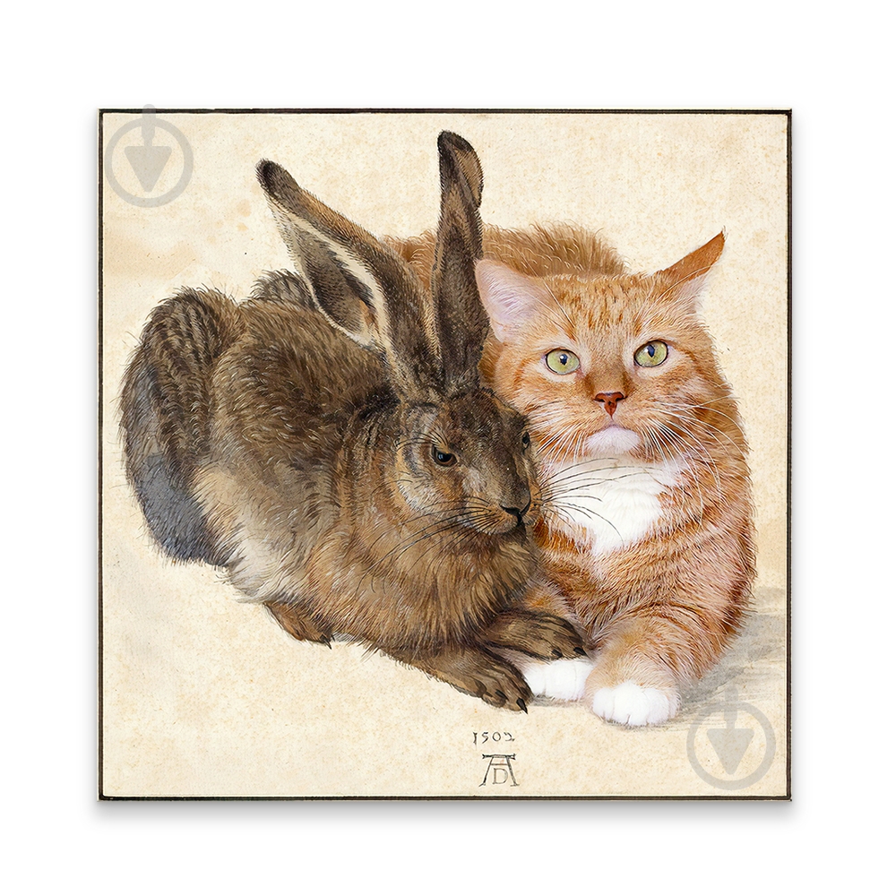 Репродукция Hare and Cat 48x48 см - фото 2