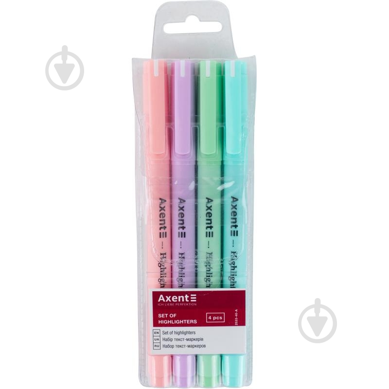 Маркер Axent Highlighter Pastel 2-4 мм 4 шт. 2533-40-A - фото 1 Маркер Axent Highlighter Pastel 2-4 мм 4 шт. 2533-40-A - фото 1