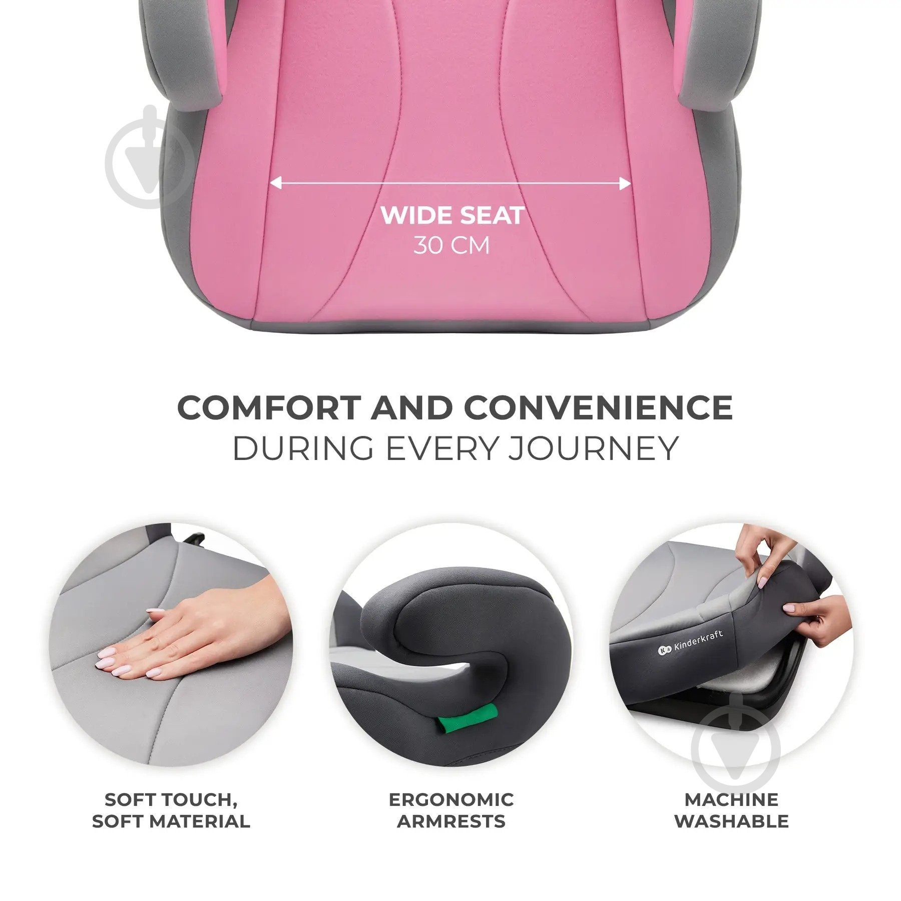 Автокресло-бустер Kinderkraft i-Boost розовый KCIBOO00PNK0000 - фото 5