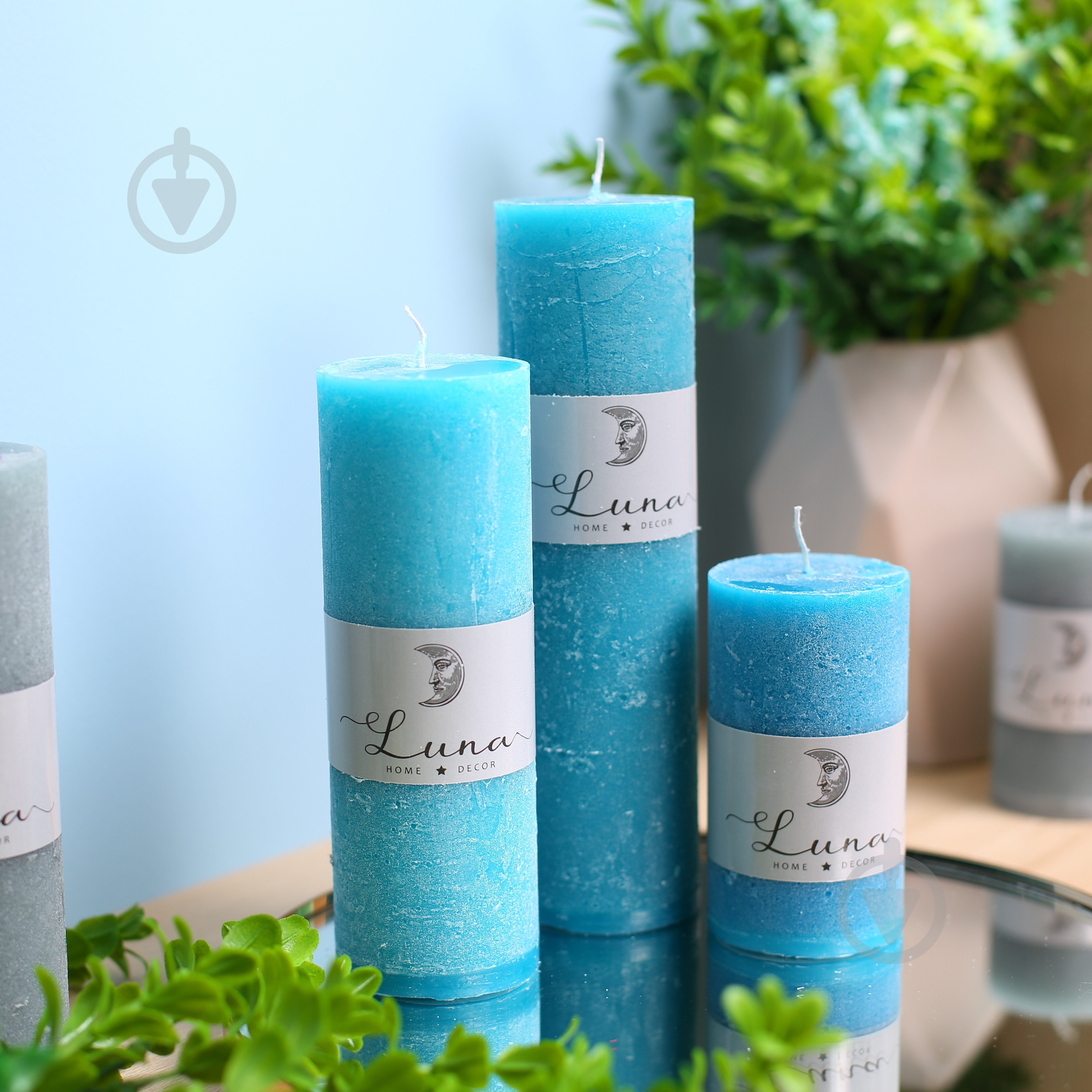Свеча Рустик цилиндр темно-бирюзовый C5510-3145 Luna - фото 3
